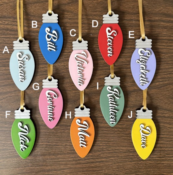 Christmas Bulb Name Tags