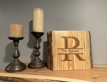 Personalized Live Edge Wood Monogram Plaque