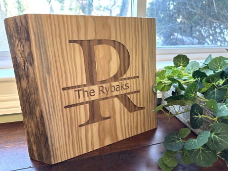 Personalized Live Edge Wood Monogram Plaque